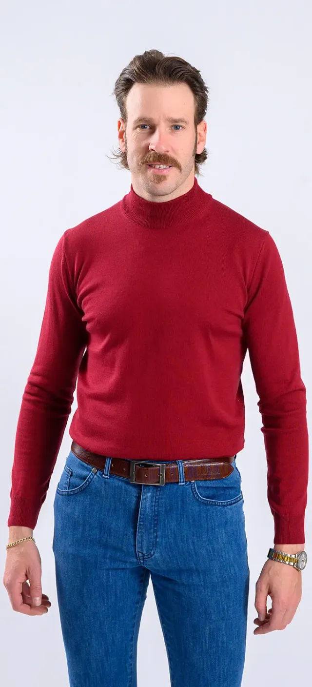 Alain Delon dolcevita bordeaux S cotone slim fit