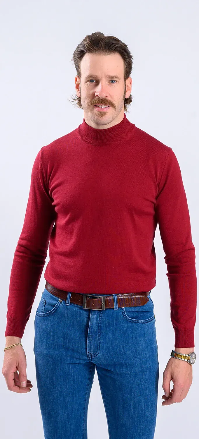 Alain Delon dolcevita bordeaux S cotone slim fit