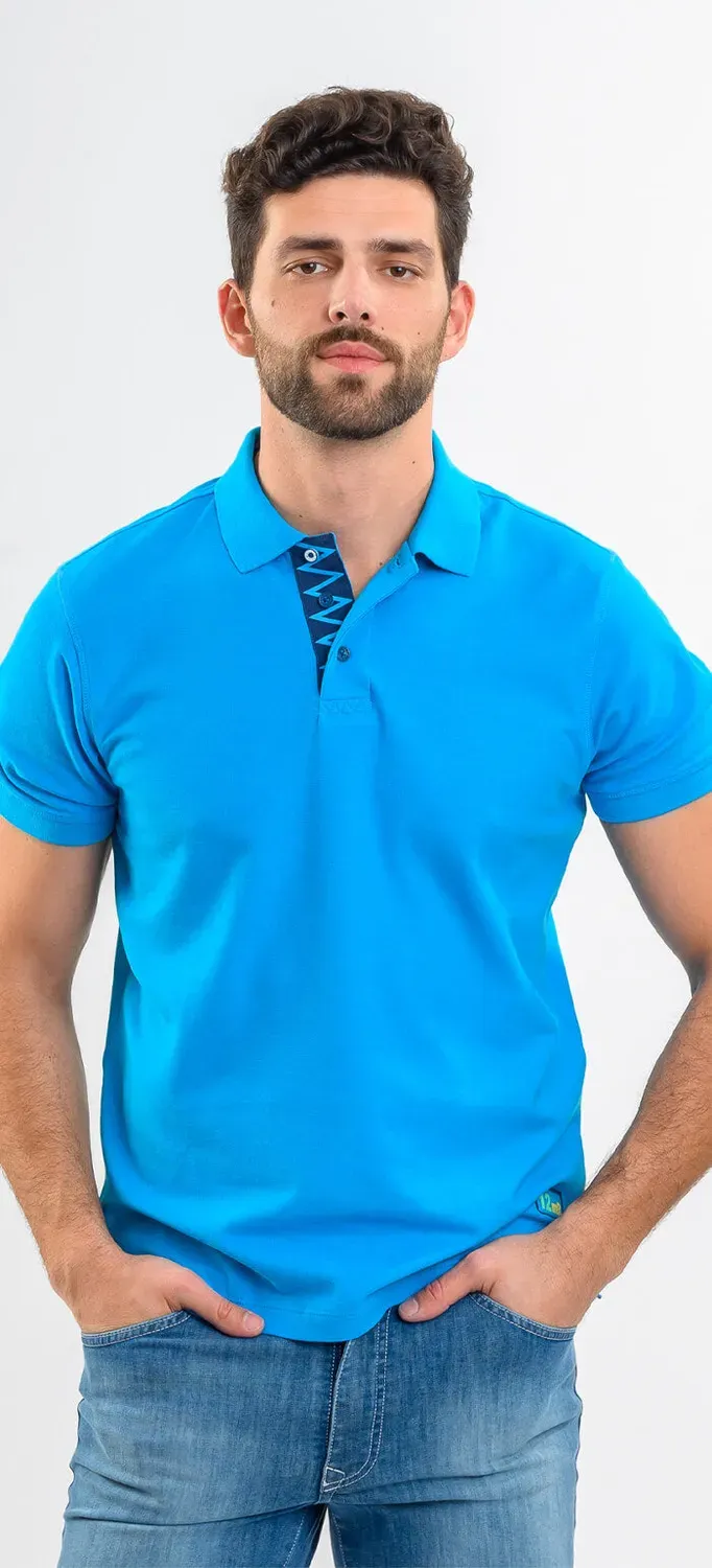 Alain Delon polo turchese cotone slim fit manica corta