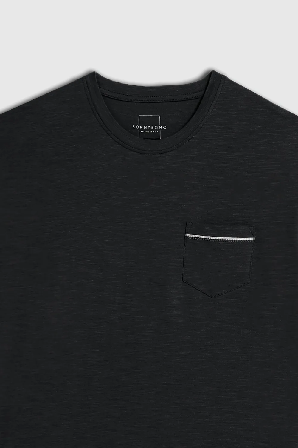 Sonny Bono T-Shirt Slub con Taschino Nera Cotone