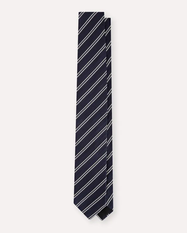 Lardini cravatta blu beige seta e cotone jacquard