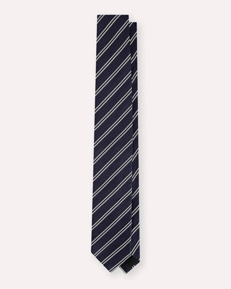 Lardini cravatta blu beige seta e cotone jacquard