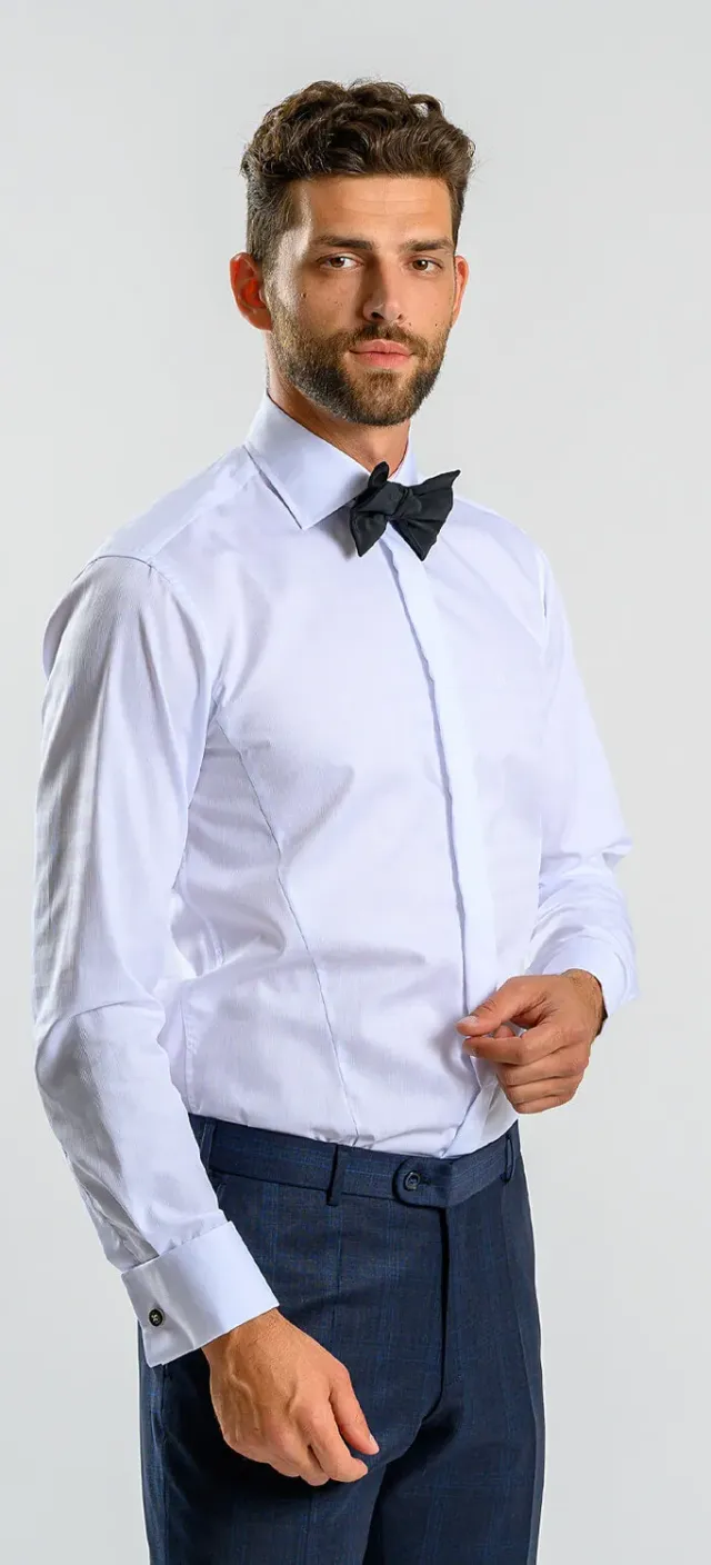 Alain Delon camicia bianca quadretti extra slim fit