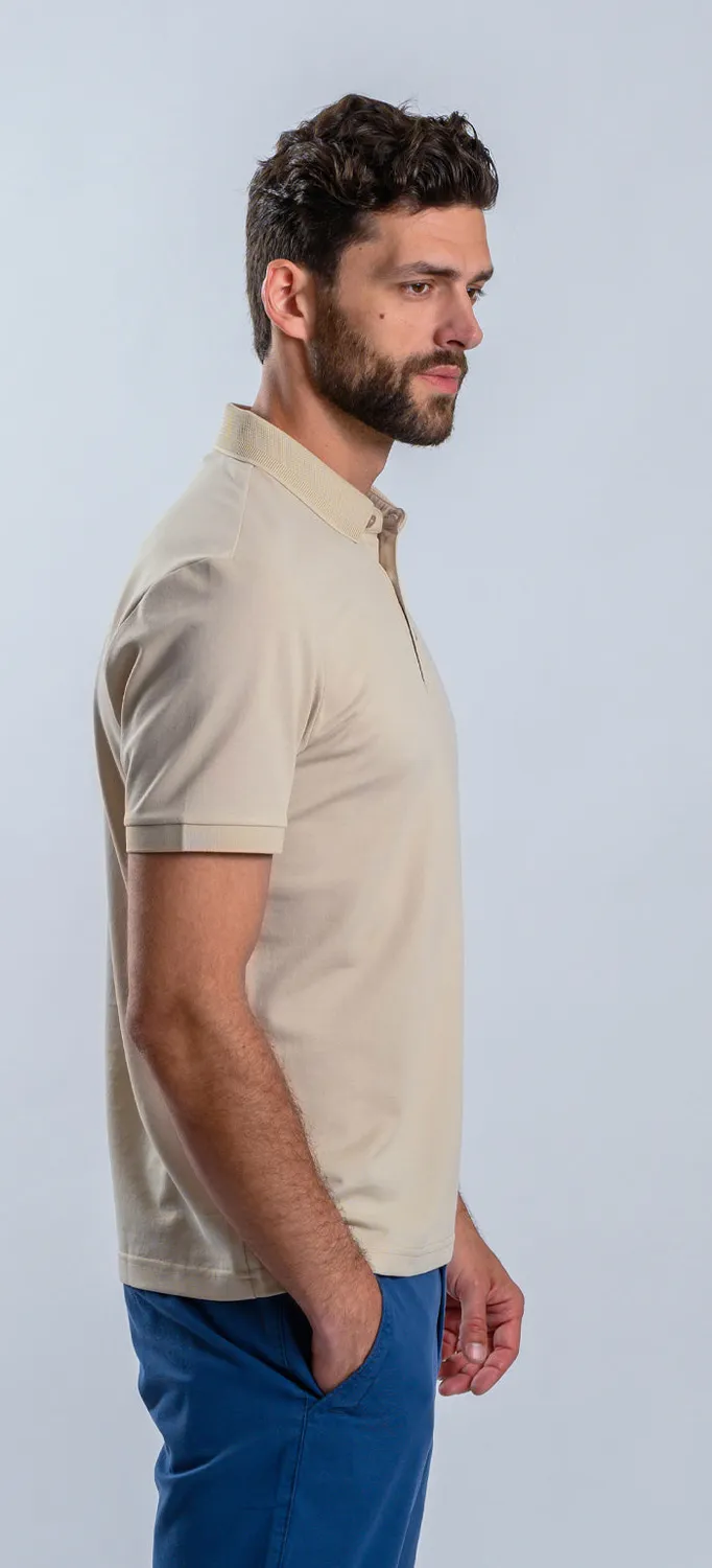 Alain Delon Polo Beige Cotone Manica Corta Slim Fit