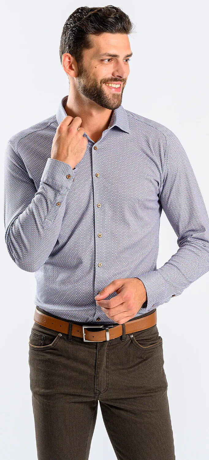 Alain Delon Extra Slim camicia marrone fantasia stretch