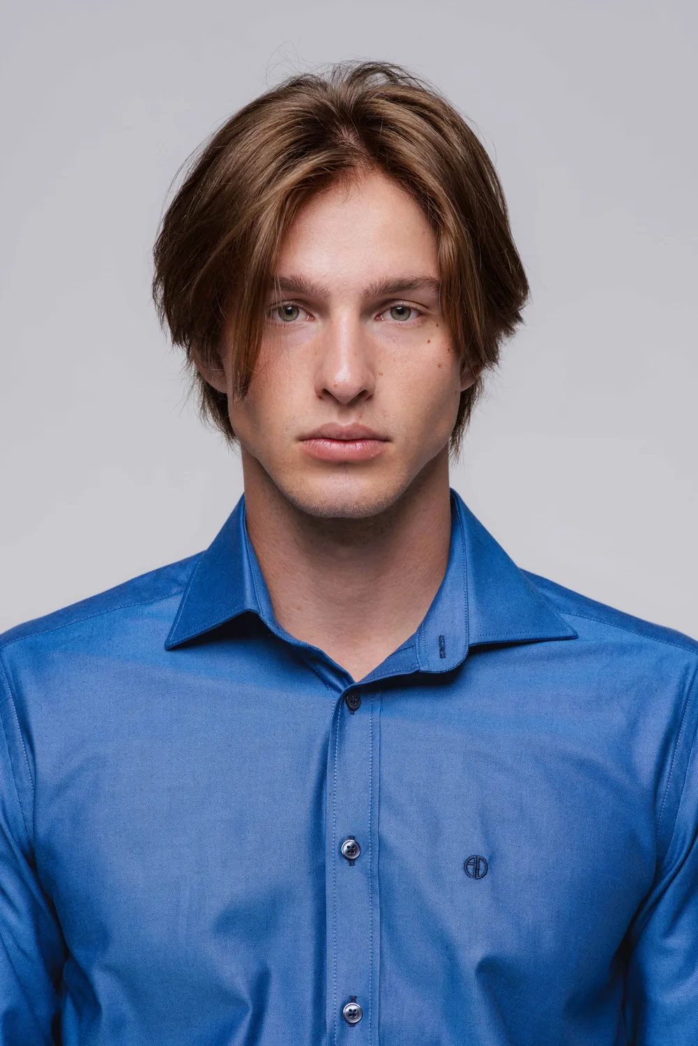 Alain Delon Camicia Blu Nera Slim Fit Cotone