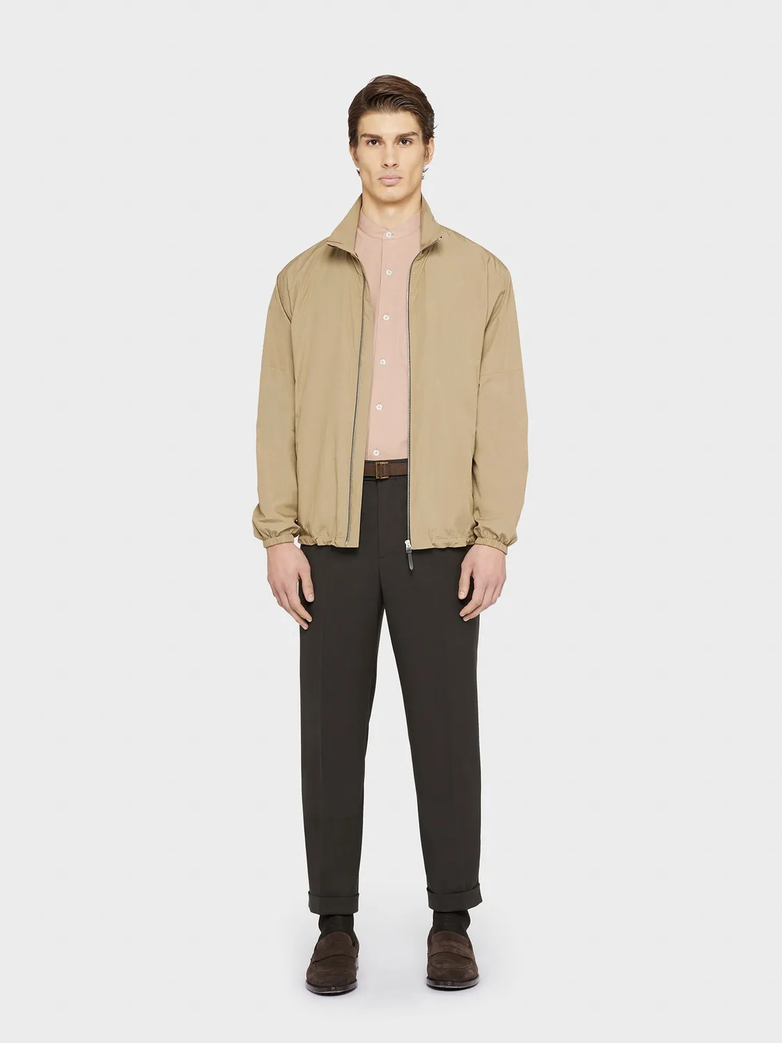 Caruso camicia coreana cotone rosa antico