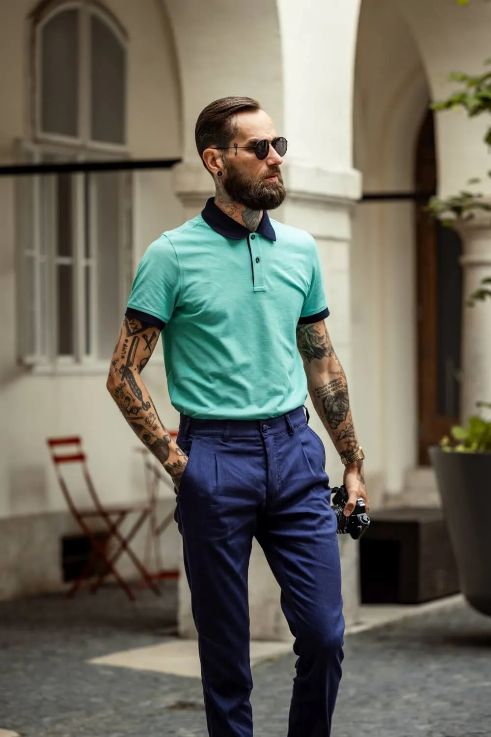 Alain Delon polo verde pistacchio slim fit manica corta
