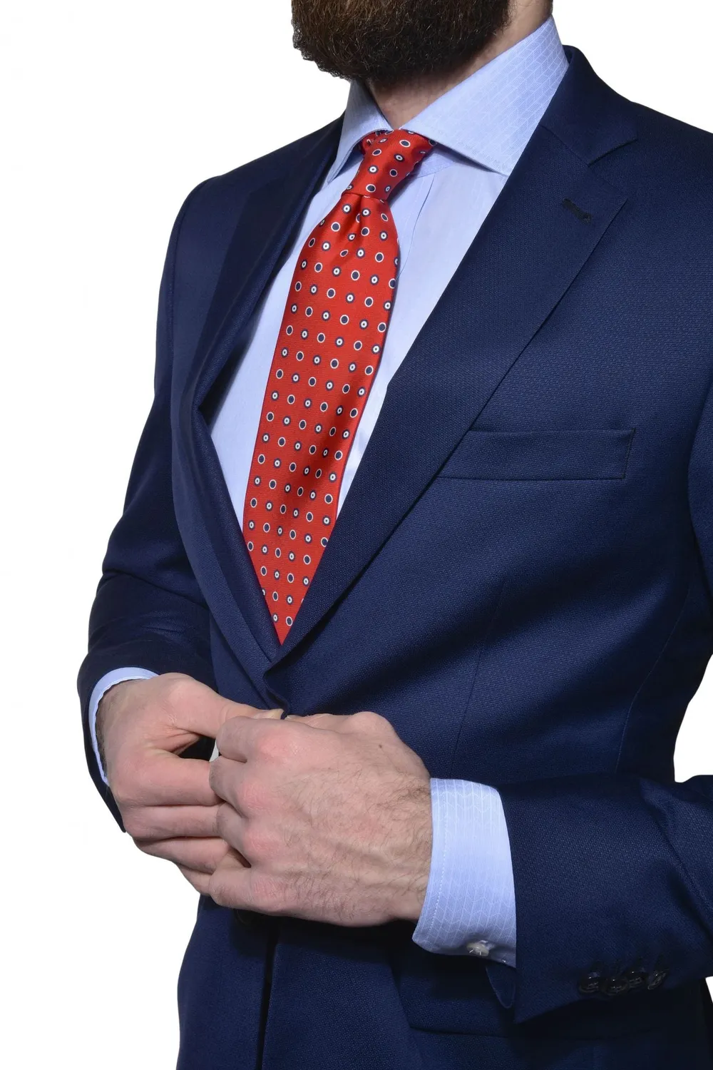 Alain Delon Blue Wool abito slim fit blu lana Super 120s