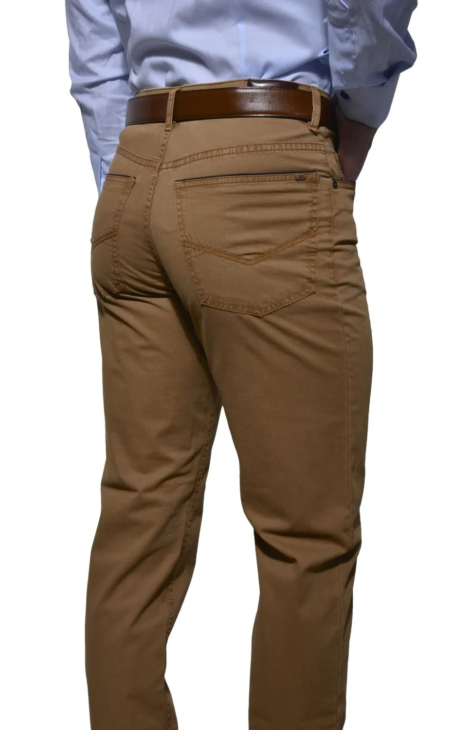 Alain Delon Casual pantaloni marroni Slim Fit cotone