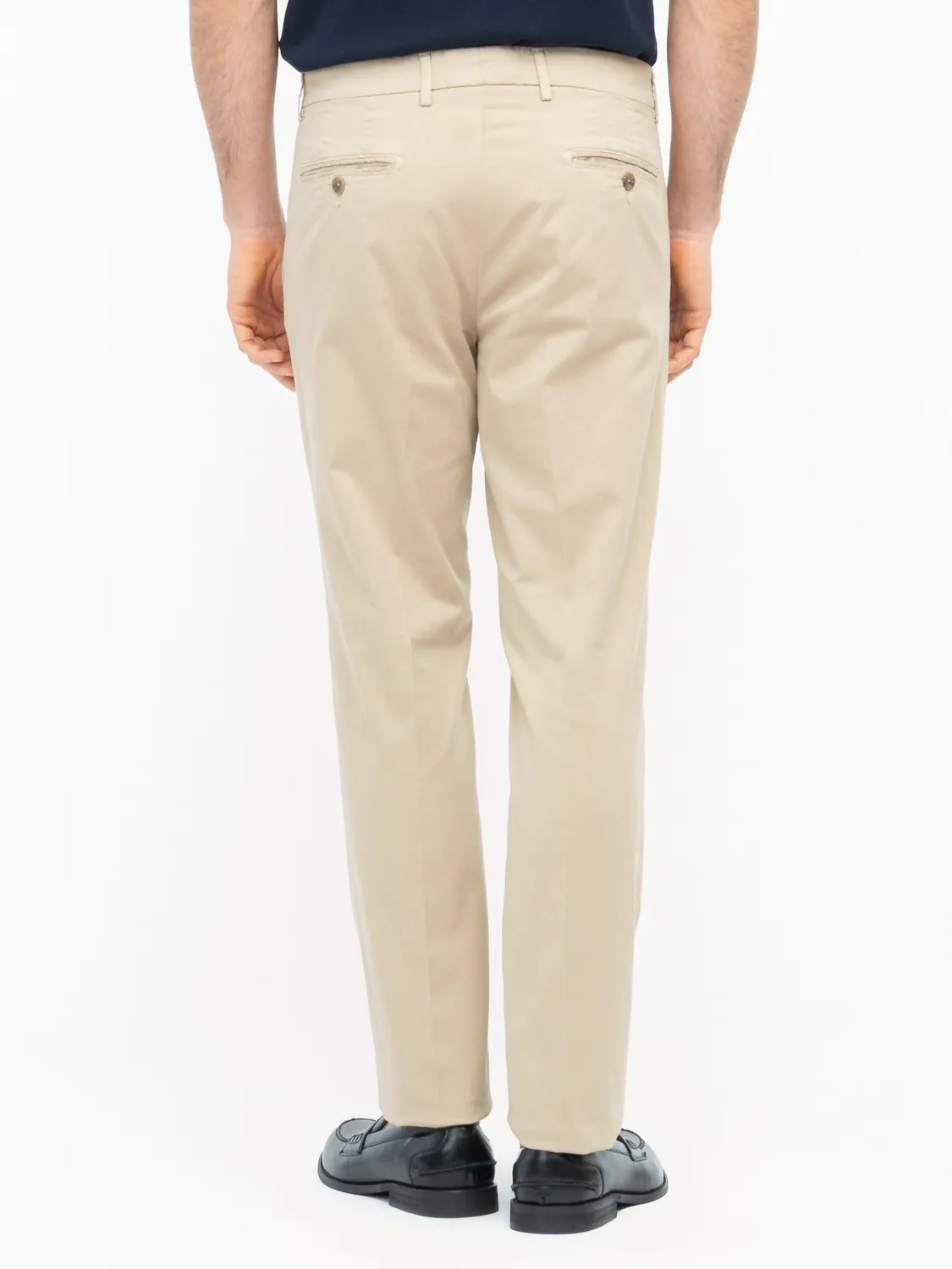 Paoloni Pantalone slim gabardina beige cotone stretch