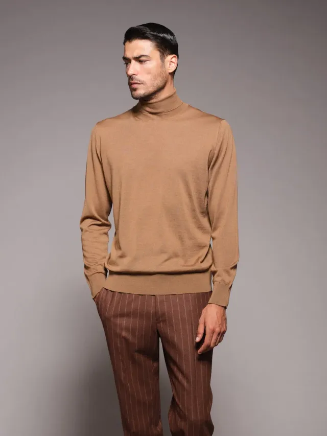 Caruso Dolcevita Uomo Lana Seta Cashmere Beige