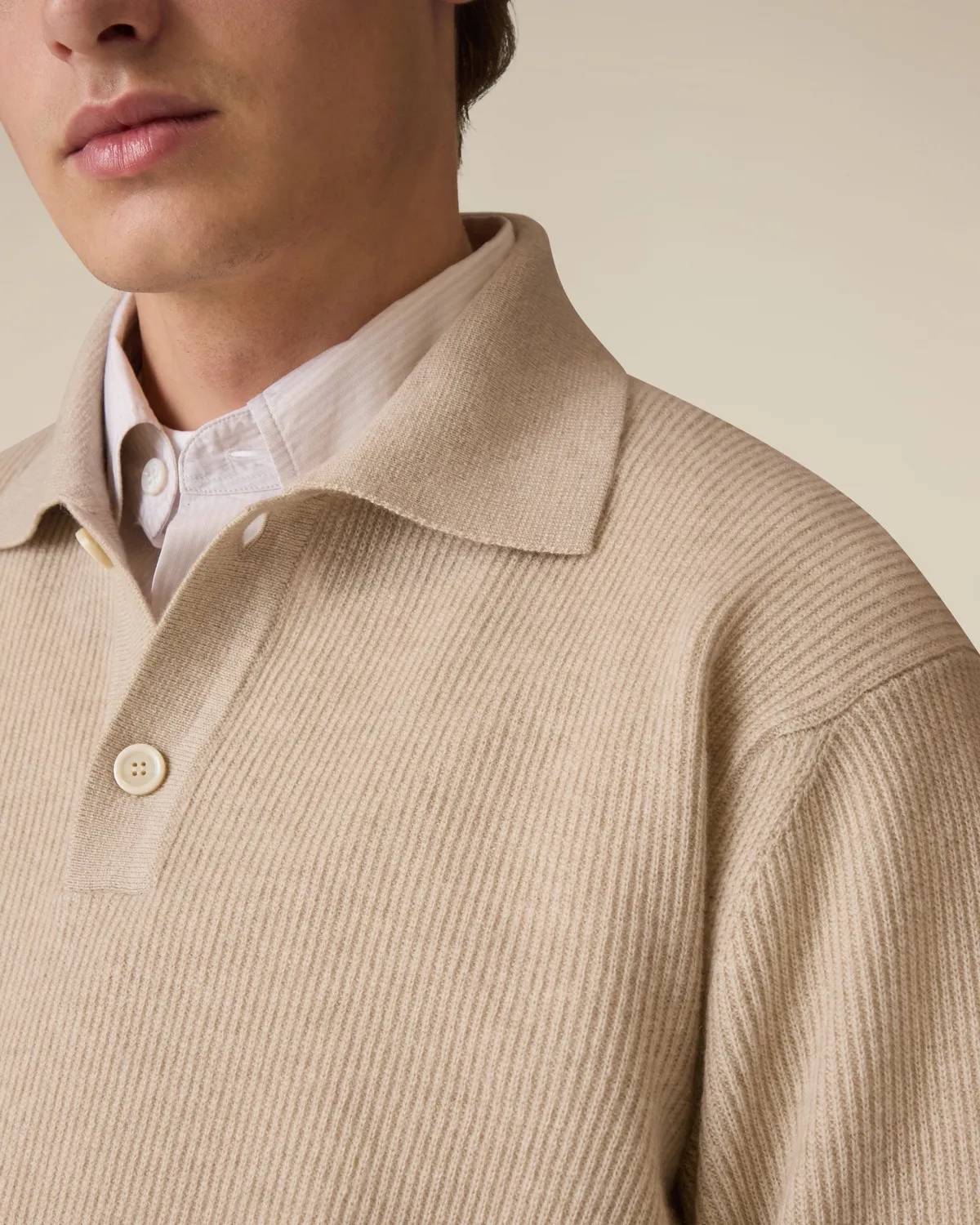 Lardini polo beige lana cashmere manica lunga