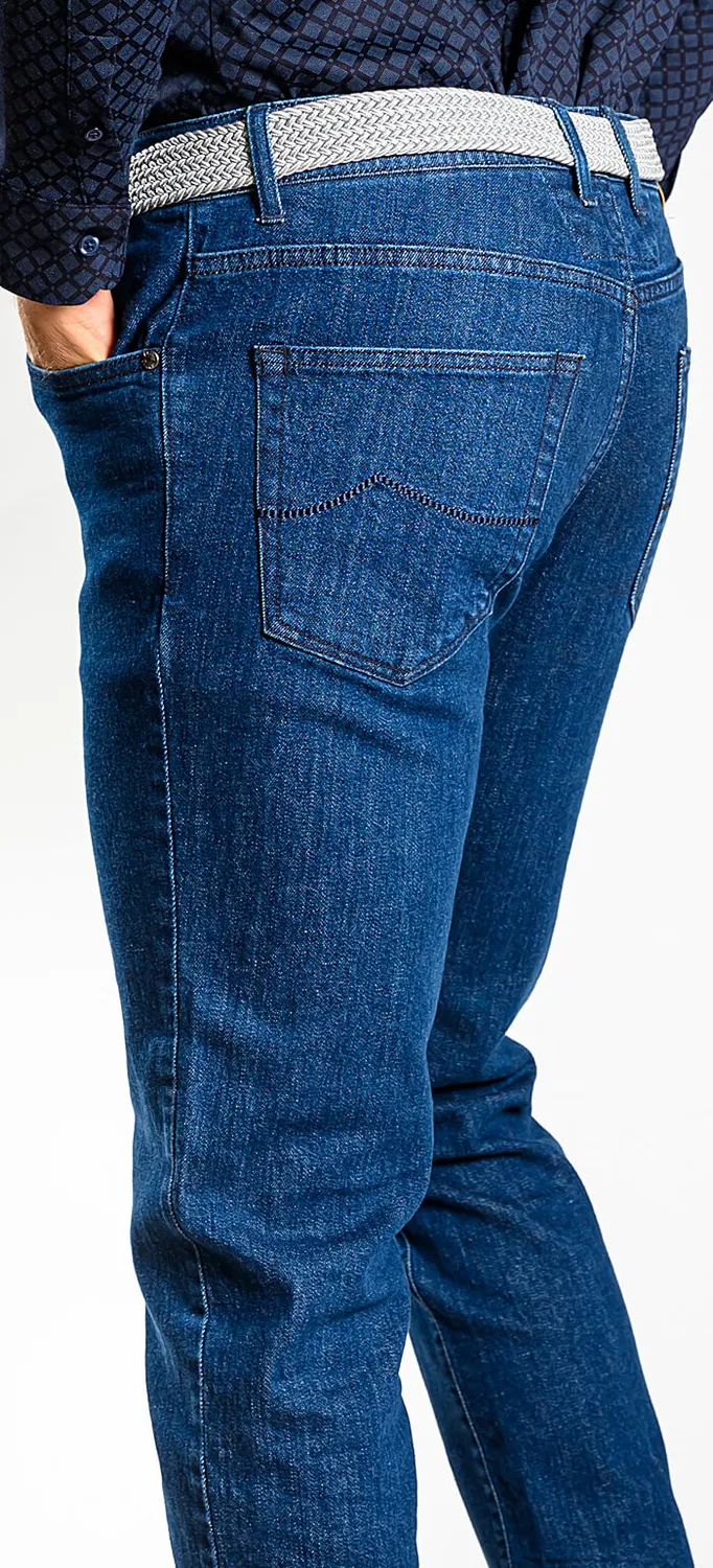 Alain Delon jeans slim fit blu scuro cotone Candiani