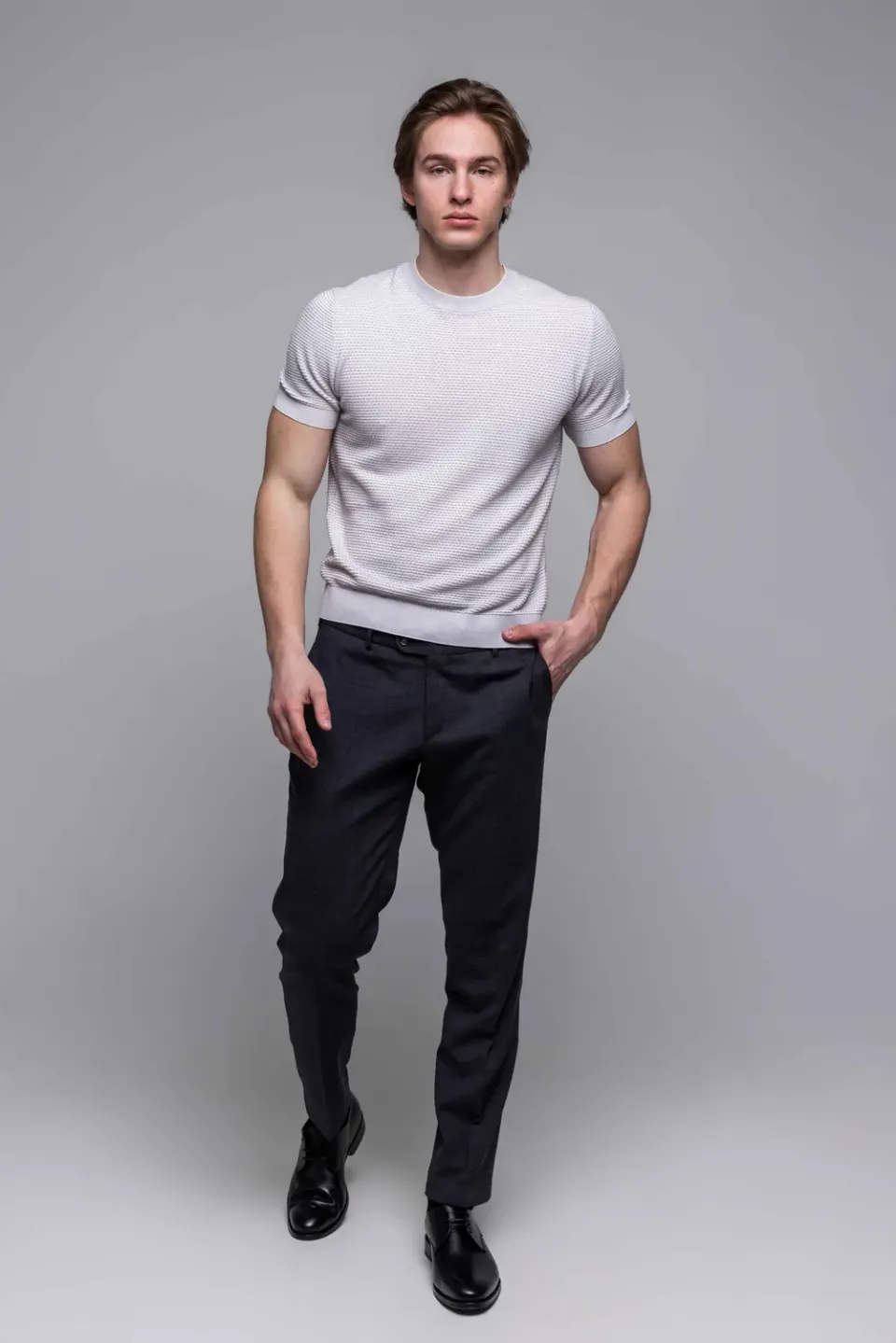 Alain Delon T-Shirt Maglia Biancogrigia Cotone