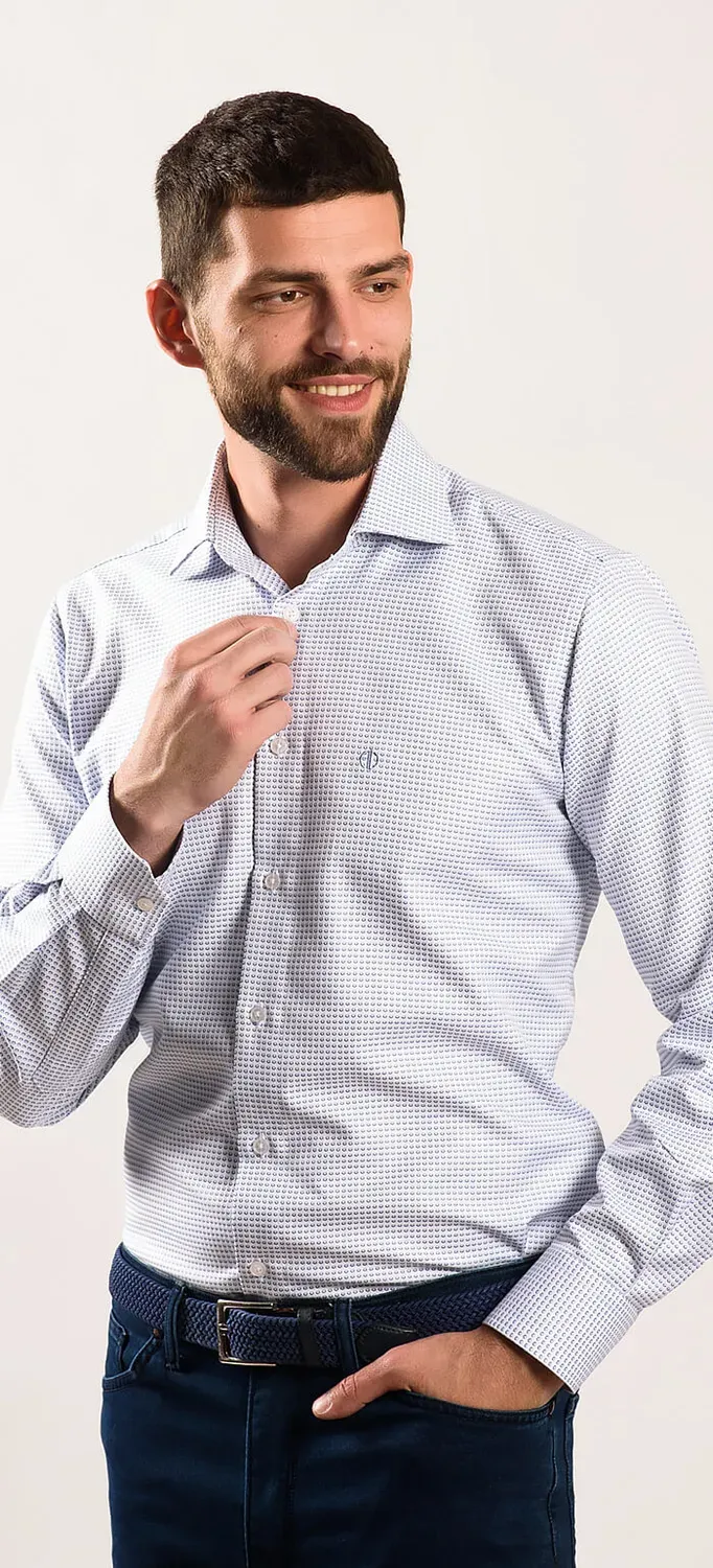 Alain Delon camicia classic bianca fantasia blu cotone