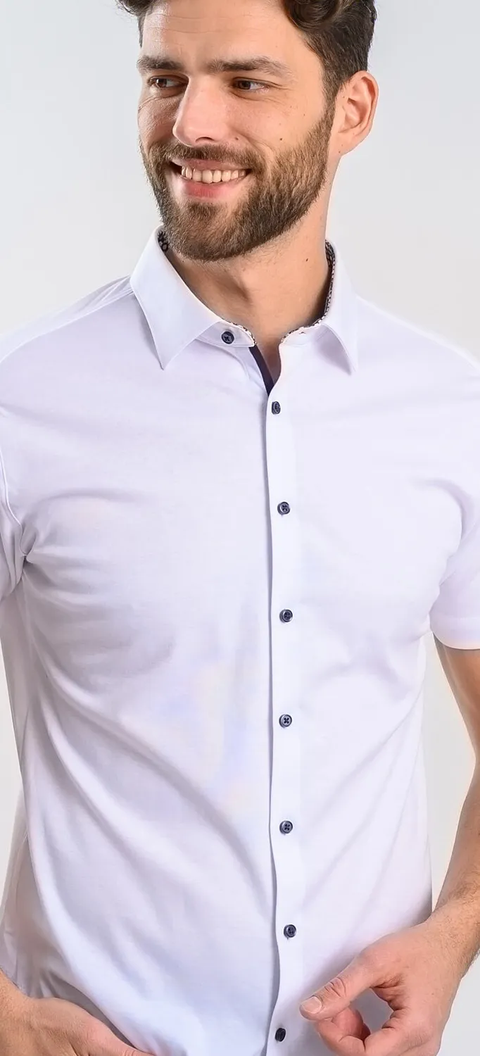Alain Delon Camicia extra slim bianca manica corta cotone
