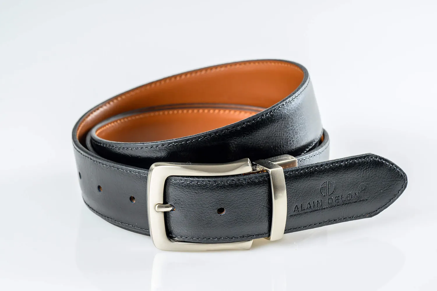 Alain Delon Cintura Pelle Reversibile 110 cm