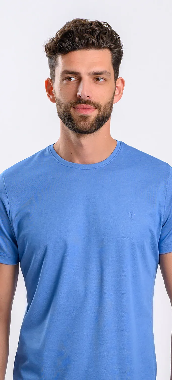 Alain Delon T-Shirt Blu Fantasia Micropima Slim