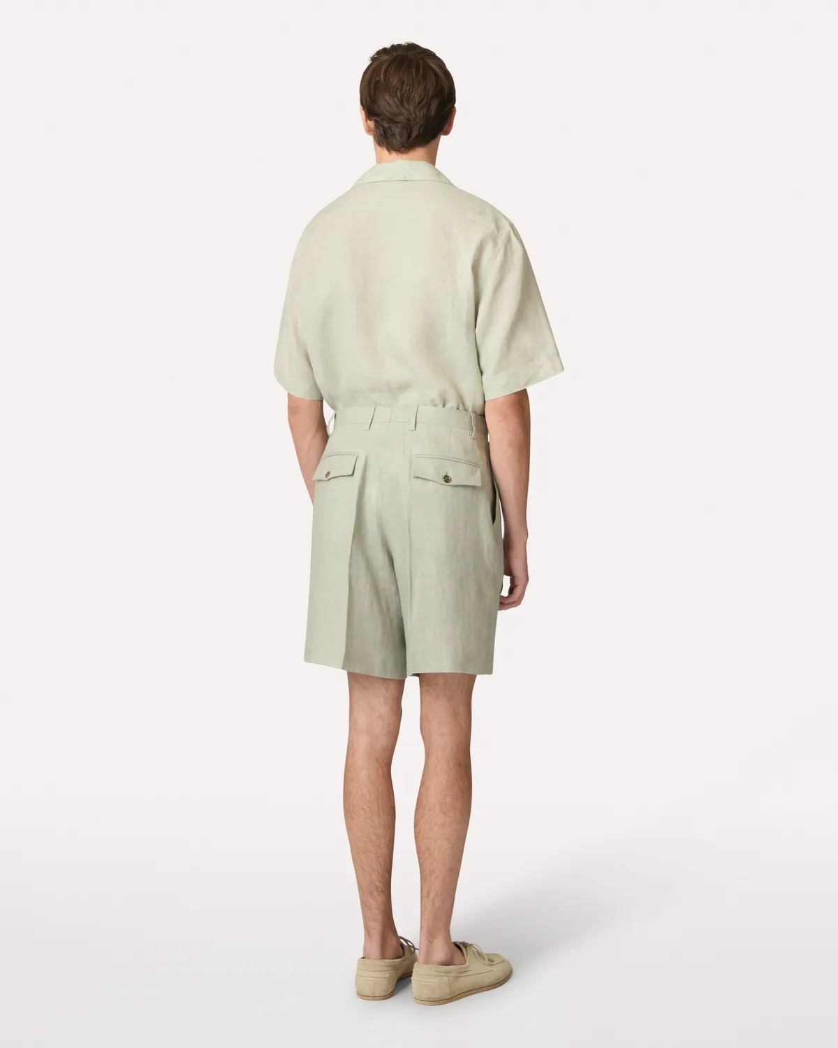 Lardini bermuda lungo salvia in lino con piega