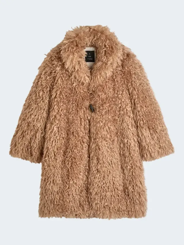 Sand 7484 Ruri cappotto ecopelliccia ecru collo ampio