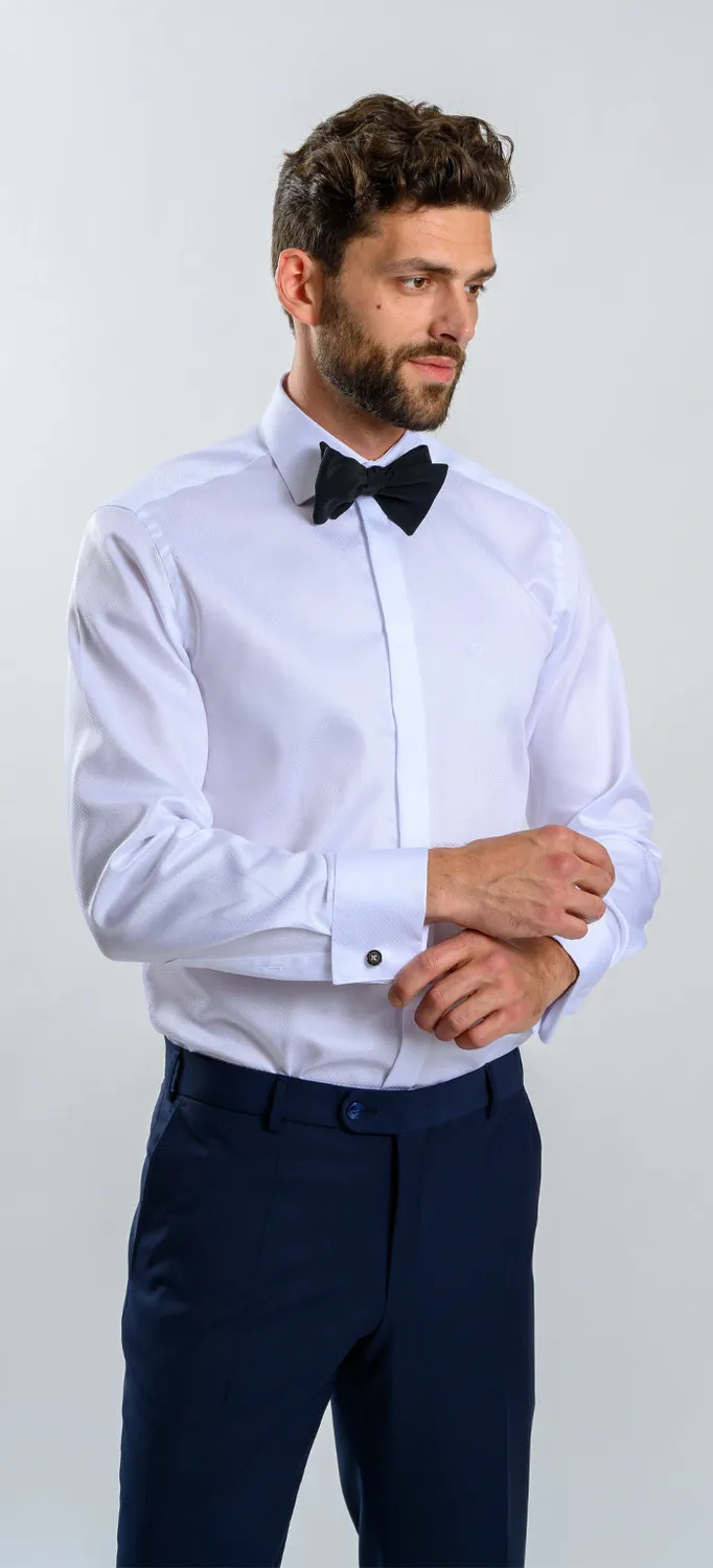 Alain Delon camicia bianca extra slim fit a quadri