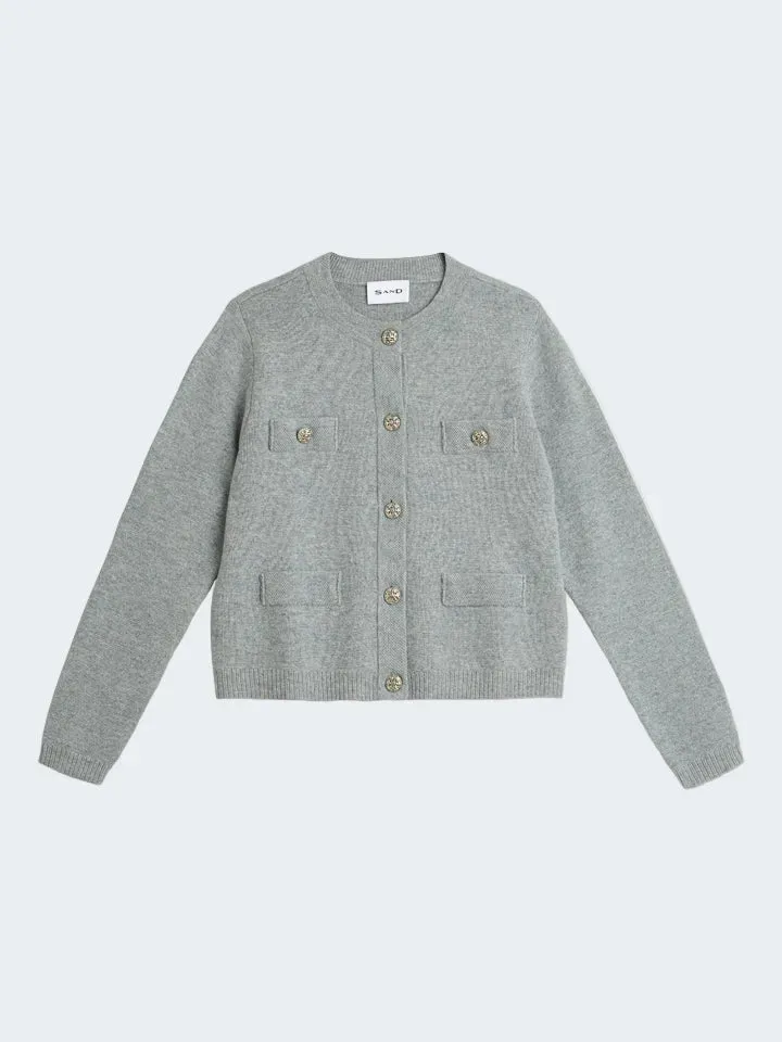 Sand Menswear Vusala cardigan cashmere grigio perla bottoni