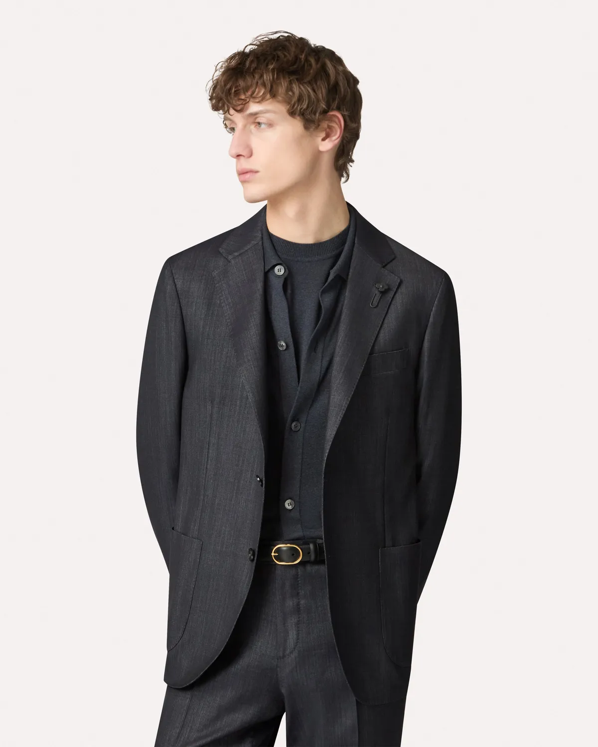 Lardini Iconic Giacca Blu Effetto Denim Uomo
