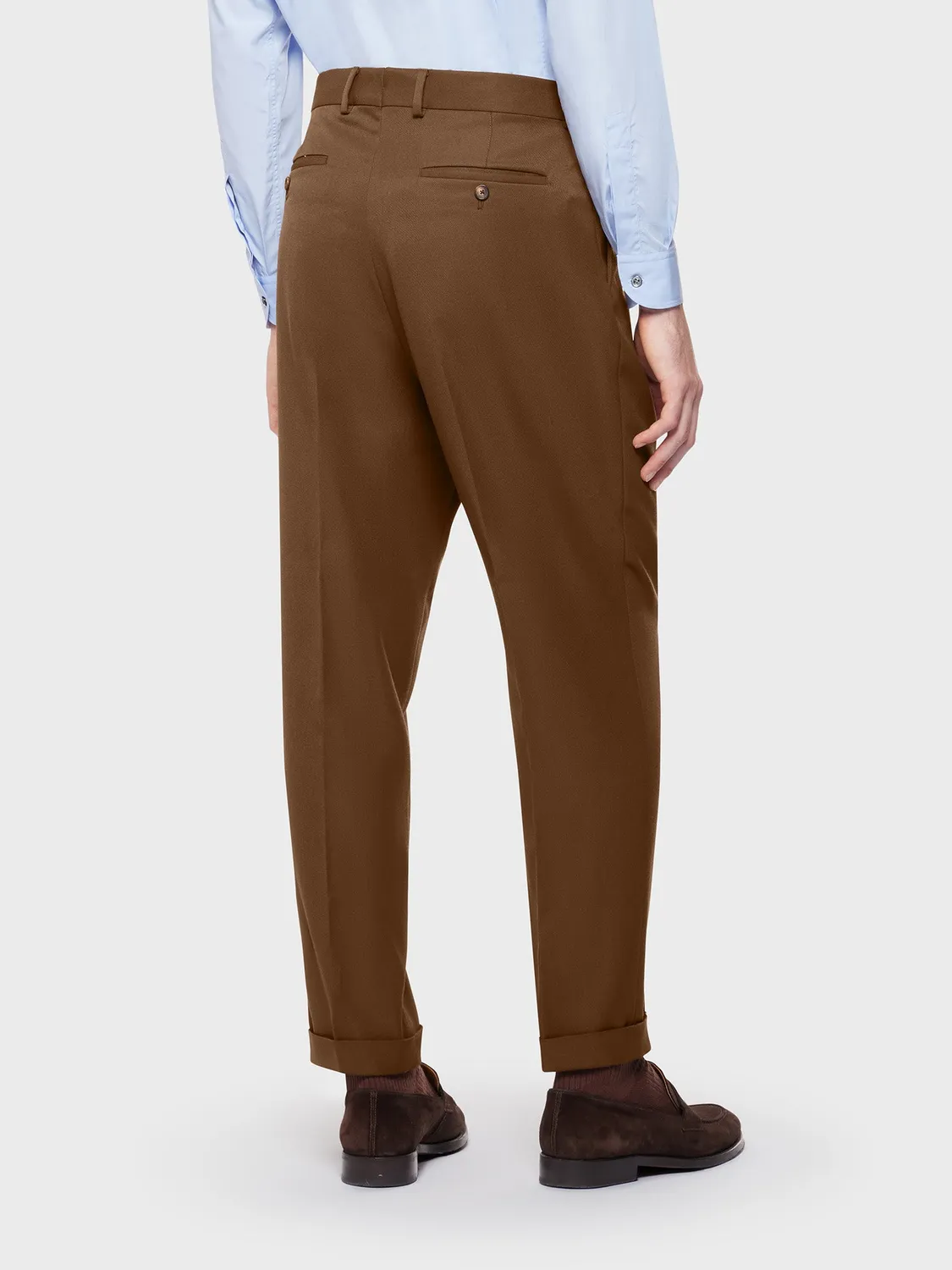 Caruso Norma pantalone lana tecnica marrone una piega