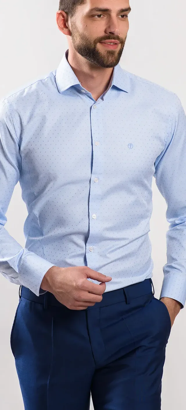 Alain Delon camicia azzurra extra slim pois