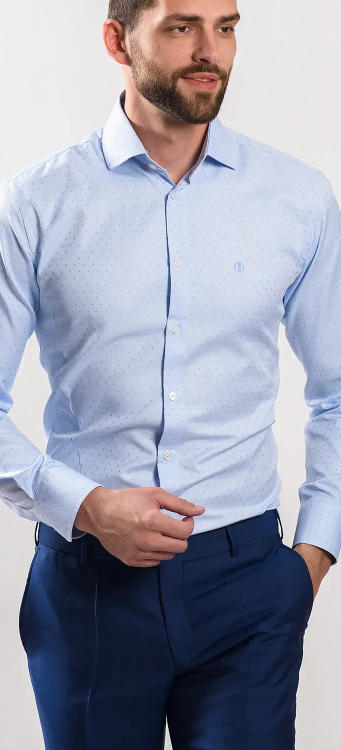 Alain Delon camicia azzurra extra slim pois