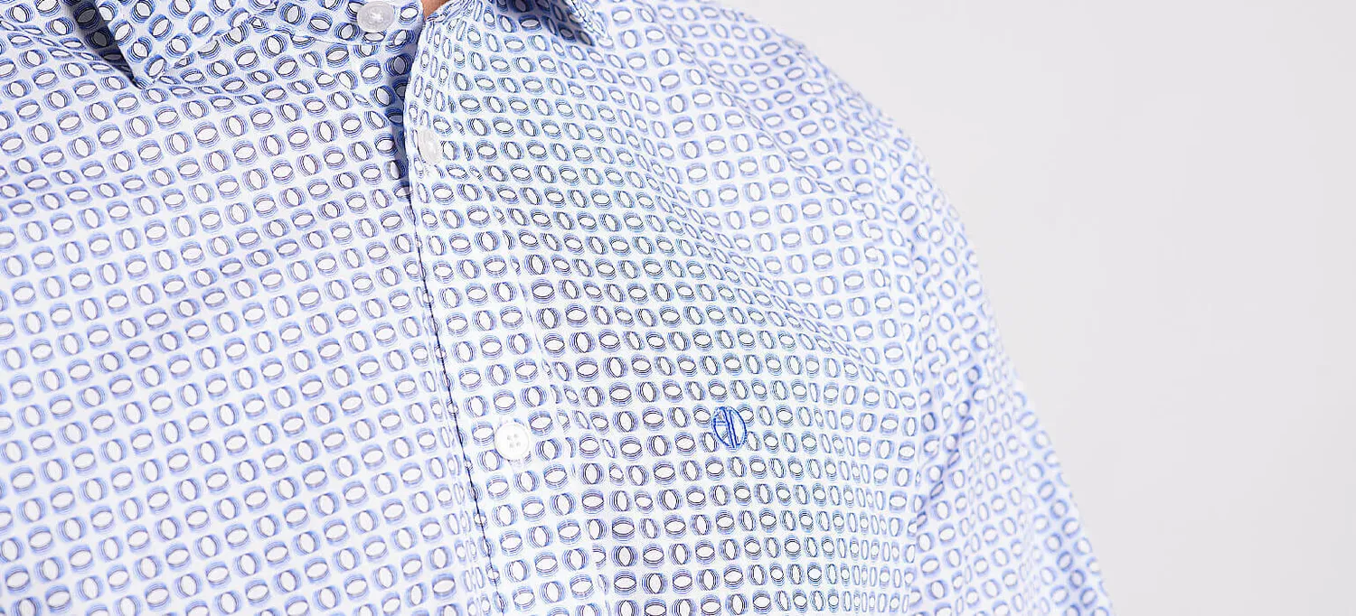 Alain Delon camicia extra slim fit blu fantasia Getzner