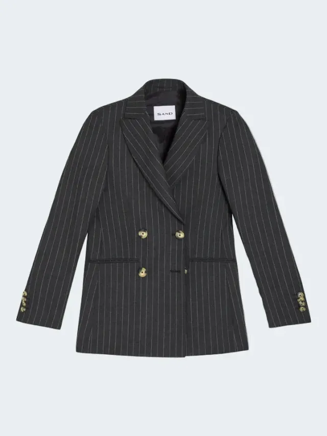 Sand Menswear Solene blazer doppiopetto gessato grigio
