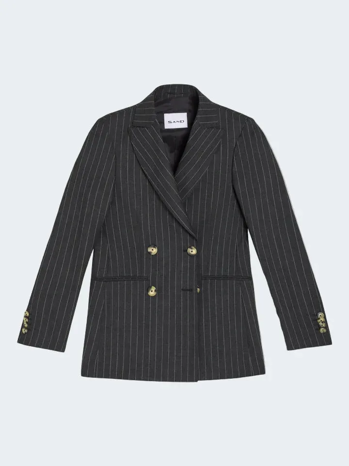 Sand Menswear Solene blazer doppiopetto gessato grigio