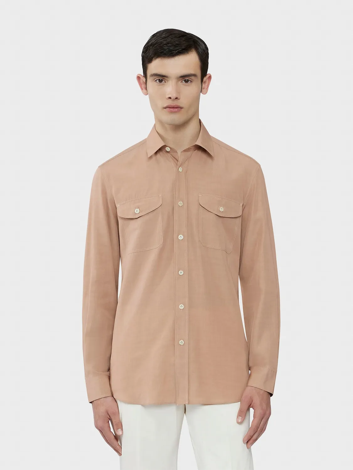 Caruso Butterfly camicia rosa antico tencel