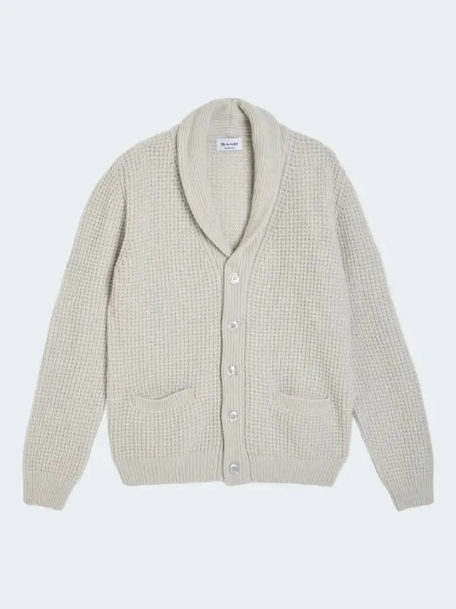 Sand Mason cardigan scialle cashmere bianco sporco