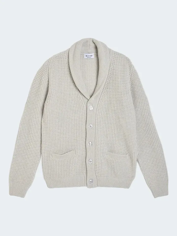 Sand Mason cardigan scialle cashmere bianco sporco