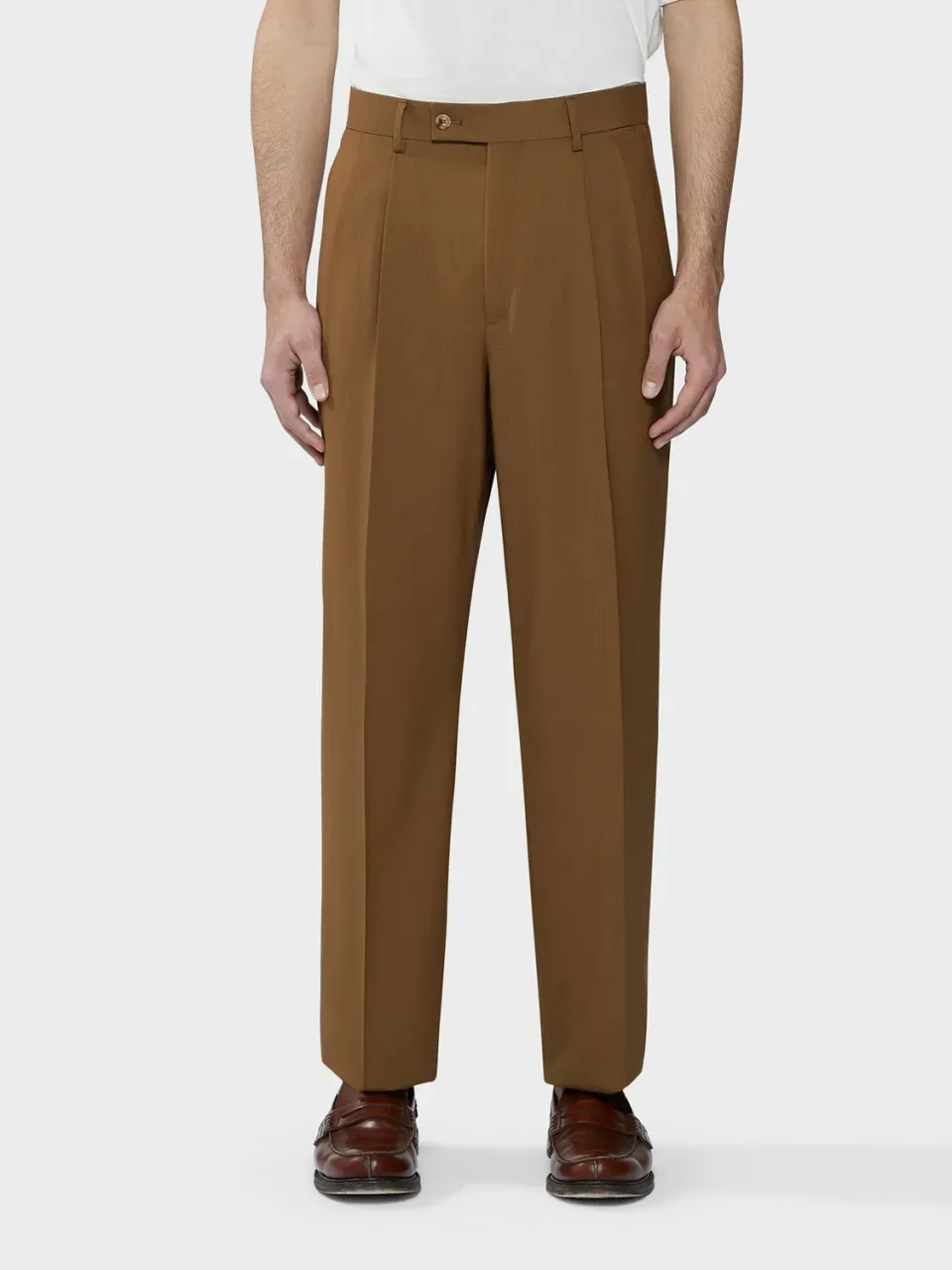 Caruso pantalone tropical lana Houdini marrone