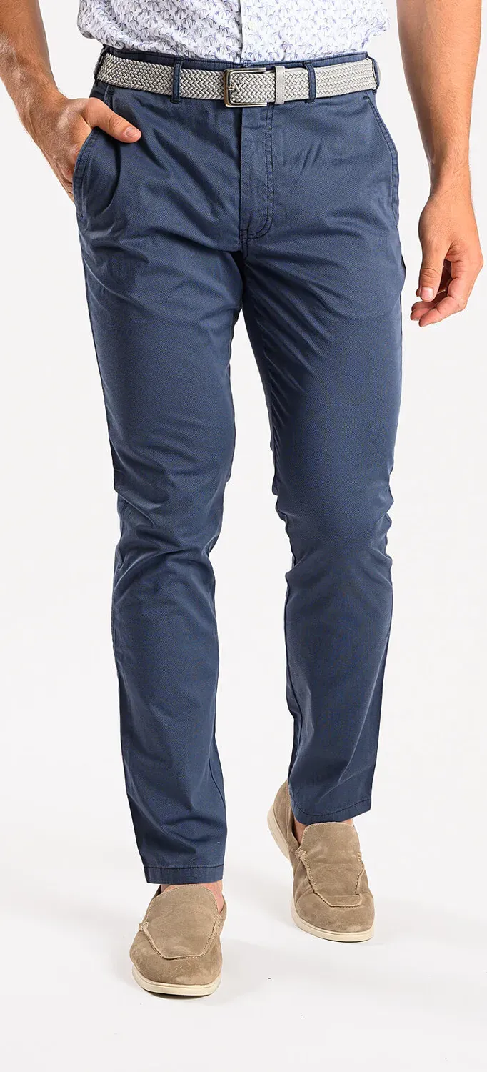 Alain Delon pantalone grigio-blu chino slim fit elasticizzato