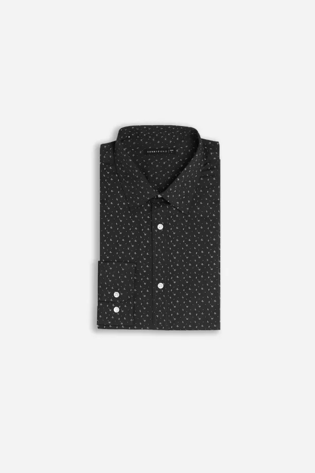 Sonny Bono camicia microfantasia nero poliestere cotone