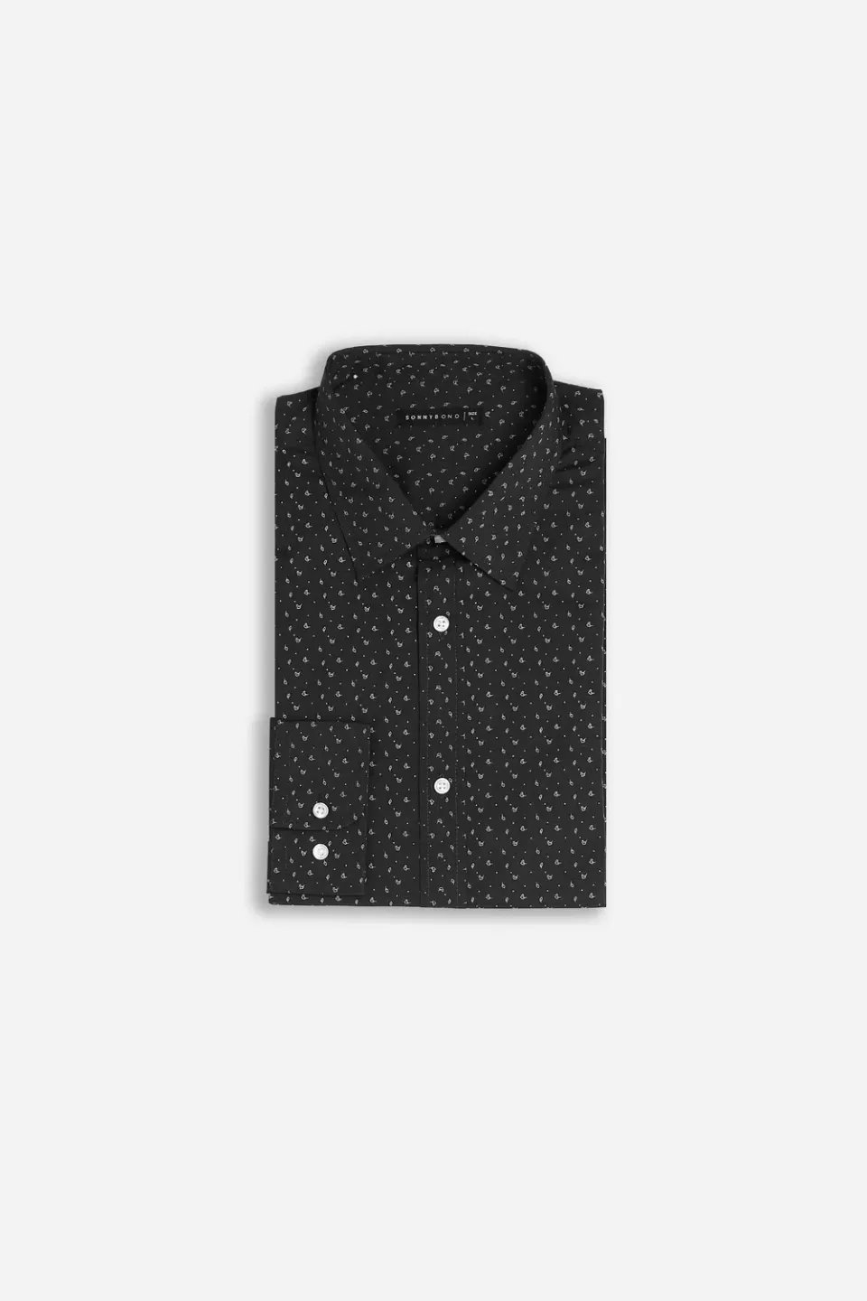 Sonny Bono camicia microfantasia nero poliestere cotone