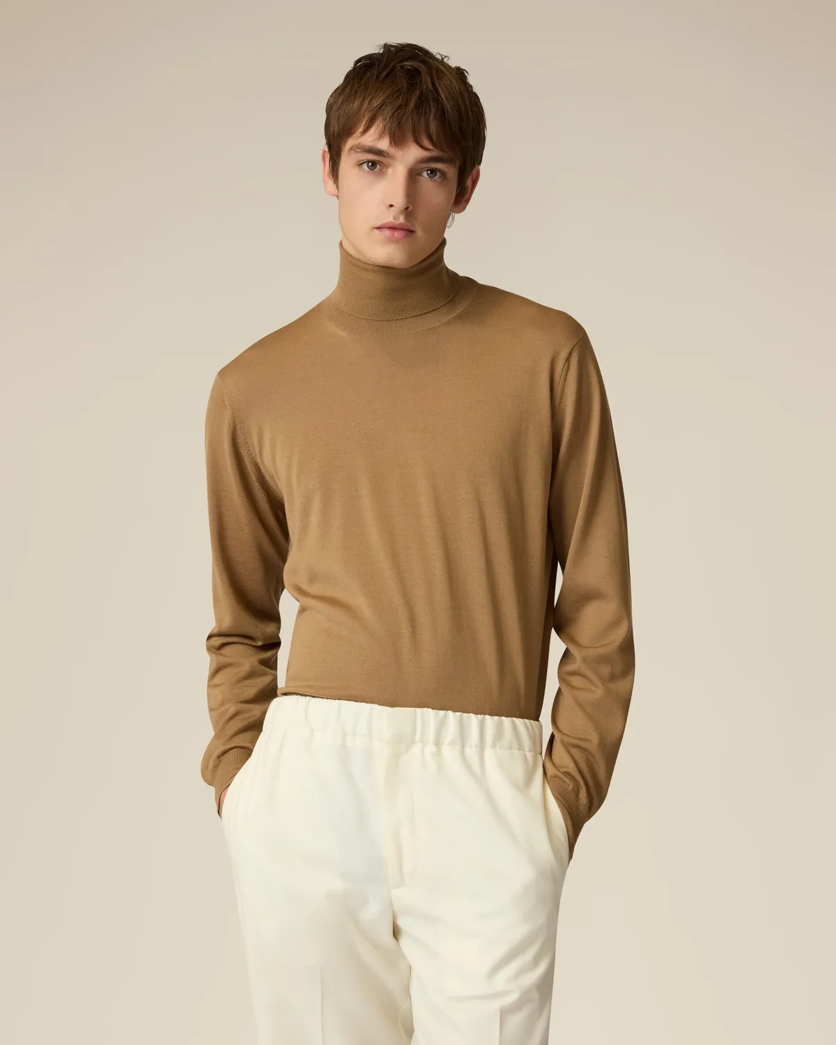 Lardini dolcevita cammello merino superfine 120's