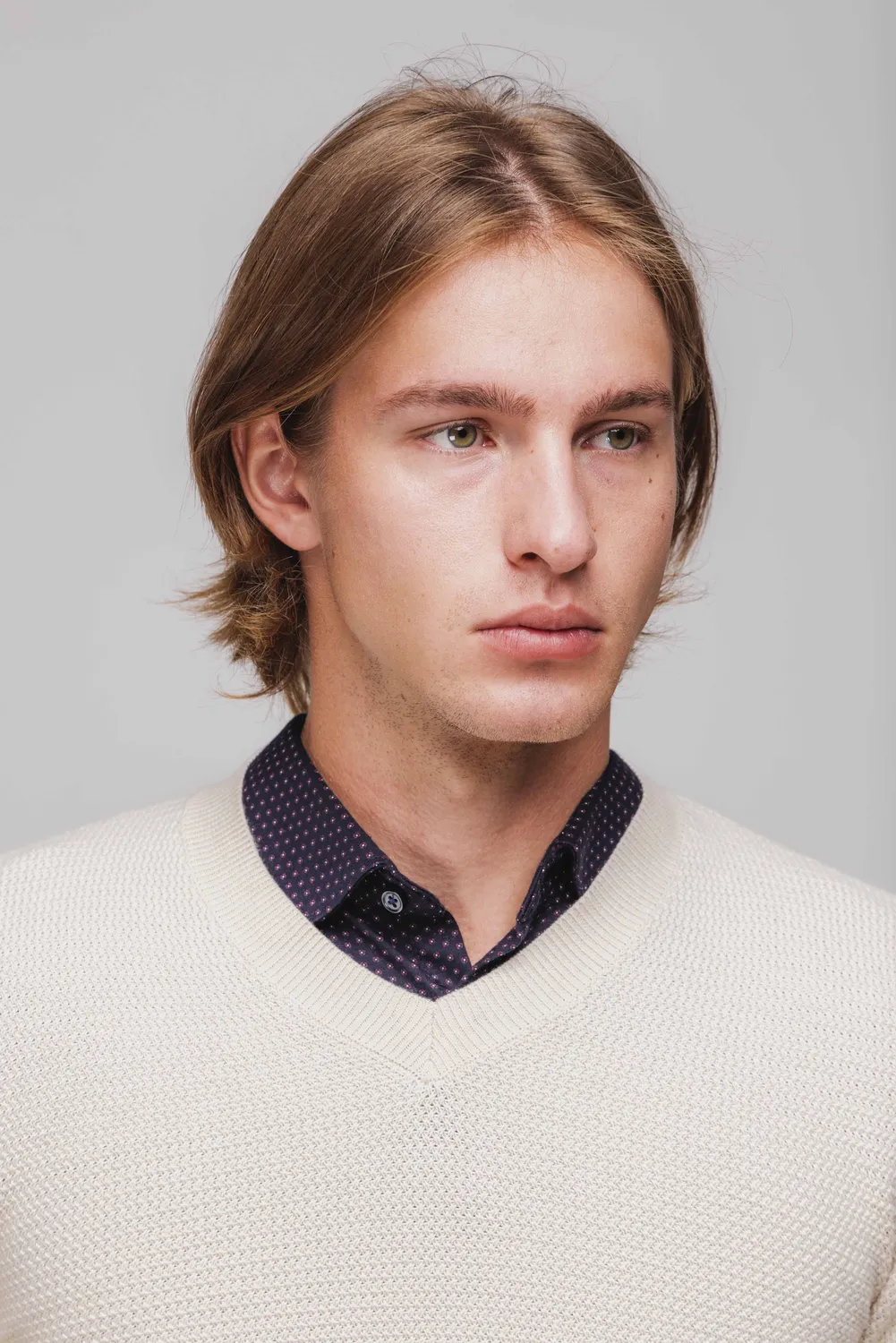 Alain Delon Pullover Beige Scollo V Cotone Uomo