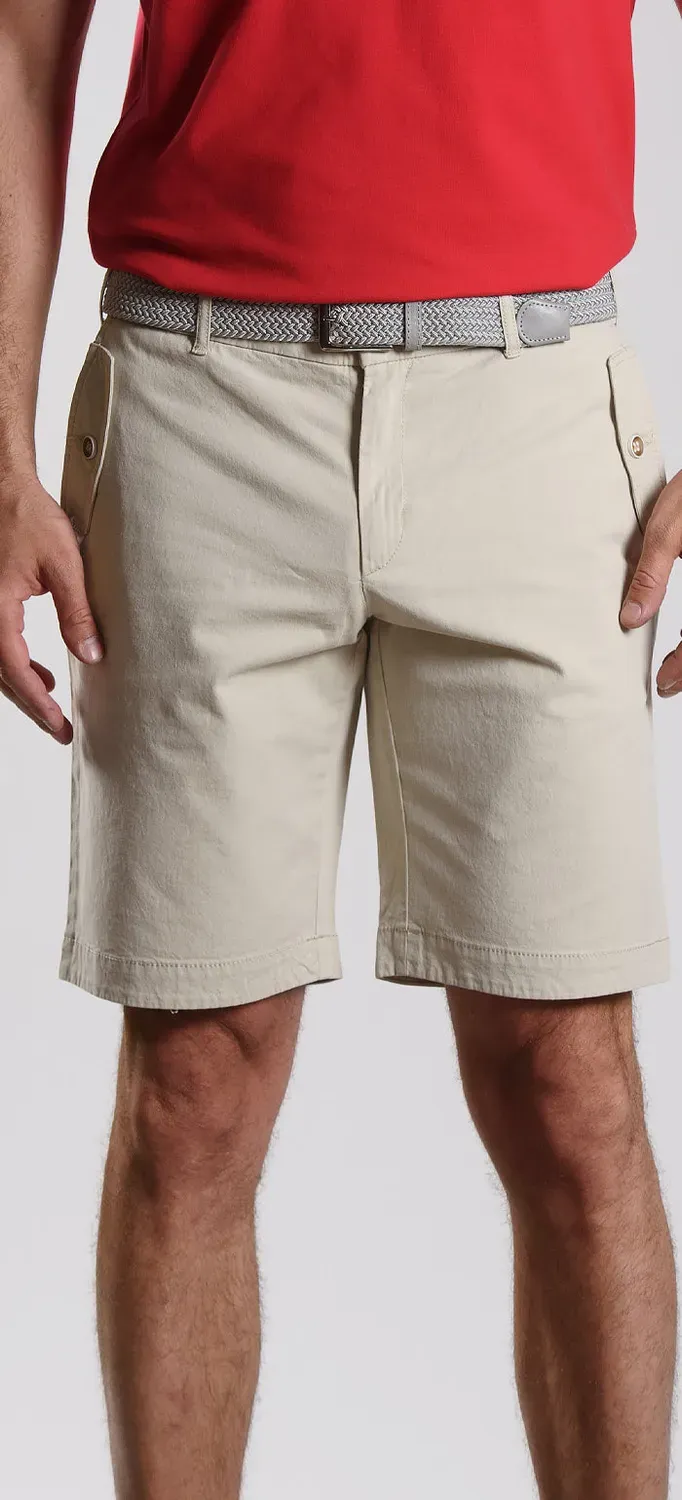 Alain Delon bermuda slim fit beige in cotone