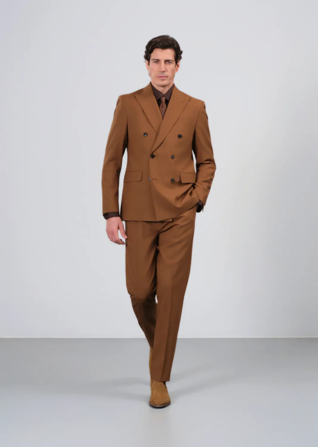 Sand Menswear Iver 2 camicia slim marrone scuro