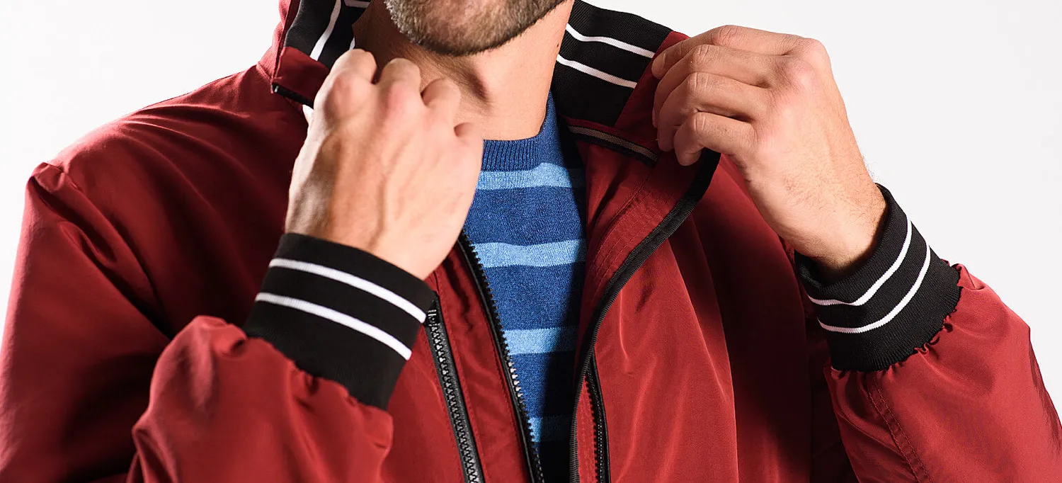 Alain Delon giubbotto rosso uomo slim fit autunnale