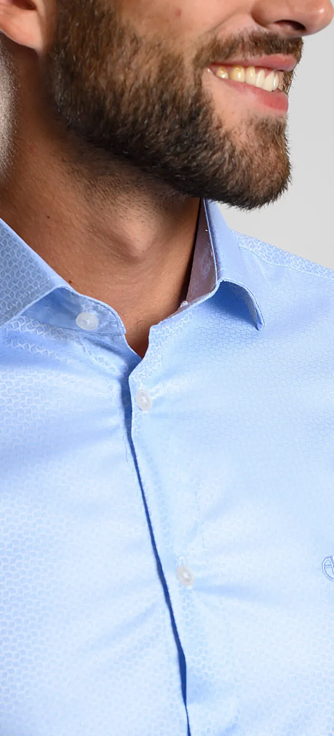 Alain Delon camicia extra slim fit azzurra 40 cotone