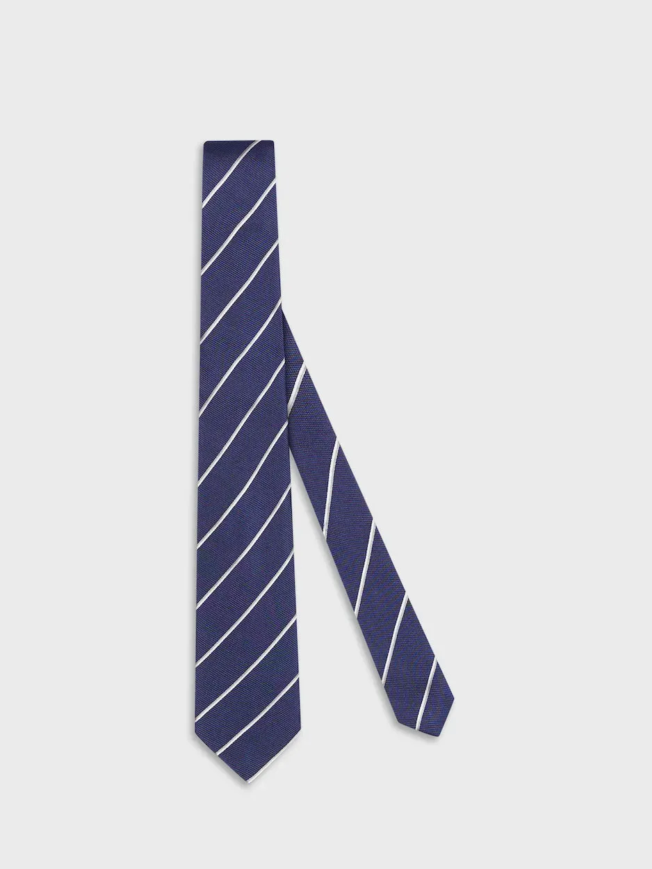 Caruso Norma cravatta seta blu jacquard righe