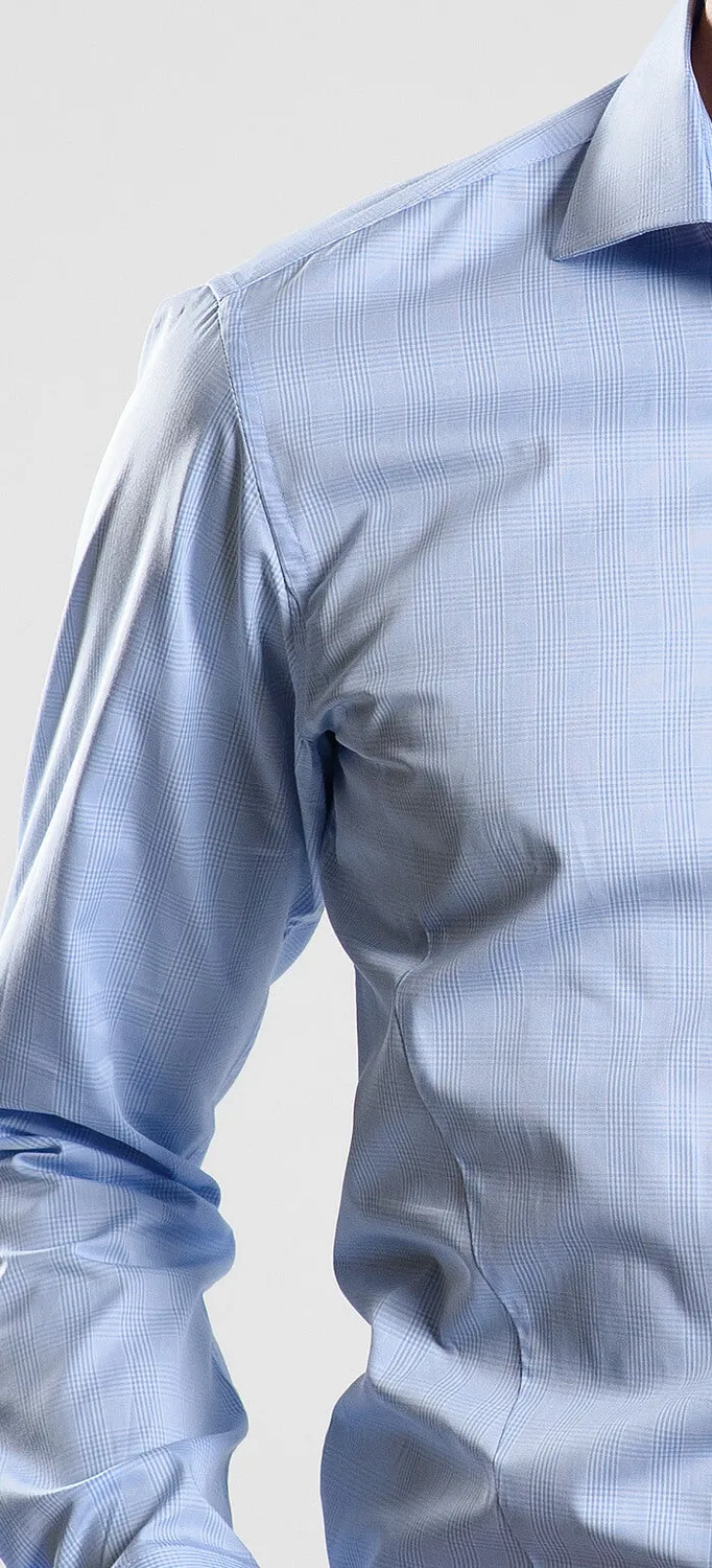 Alain Delon Camicia Quadri Blu Extra Slim Cotone Business