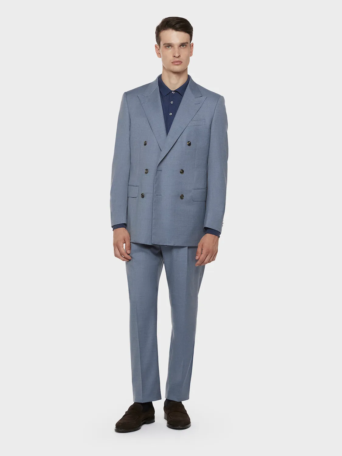 Caruso Pantalone Giacca Lana Zeelander Bluette